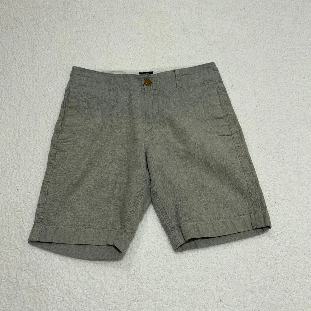 J Crew Mens 29 Linen Cotton Beach‎ Short Gray Crosshatch Casual Summer Shorts